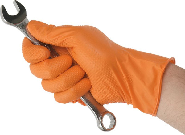 Tiger Grip nitril wegwerphandschoenen oranje "TIGER GRIP" maat XXXL (80 stuks), TIGER GRIP XXXL