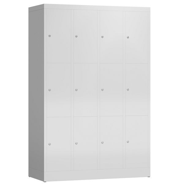 Lüllmann ClassiX lockerkast, 4 compartimenten met elk 3 compartimenten, 1800 x 1185 x 500 mm, lichtgrijs, X-520340