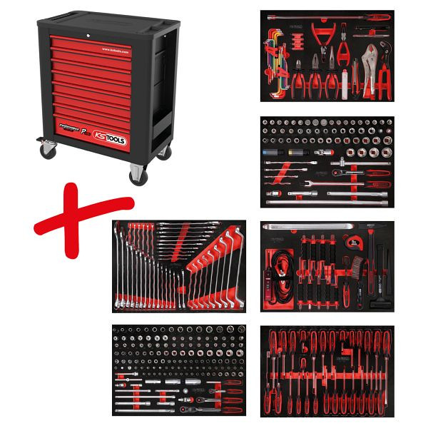KS Tools PERFORMANCEplus werkplaatswagenset P15, met 338 gereedschappen en 6 laden, 815.6338