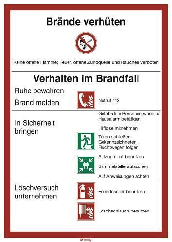 DENIOS veiligheidsinstructie "Fire Safety Regulations", ISO 7010, kunststof, 240-160
