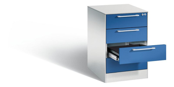 C+P archiefkast Asisto, H710xB440xD600mm, kleur: lichtgrijs / gentiaanblauw, beugelgreep, 146275-422 S10011
