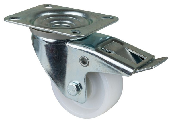 BS-rollen transportrol met rem, breedte 30 mm, Ø80 mm, tot 155 kg, loopvlak/wiellichaam kunststof, kogellager, VE = 2 stuks, L420.B15.081