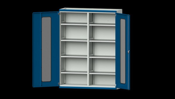 ANKE werkbanken, zware kast, model 401, 1485 x 500 x 1950 mm, zichtvlak van plexiglas, RAL 7035/5010, 620.261