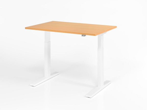Hammerbacher bureau XMKA12, 120 x 80 cm, blad: beuken, 25 mm dik, ABS dikke rand, rechthoekige vorm, wit, VXMKA12/6/W