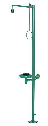 DENIOS opbouw nooddouche met oogdouche en opvangbak, groen, 250-085