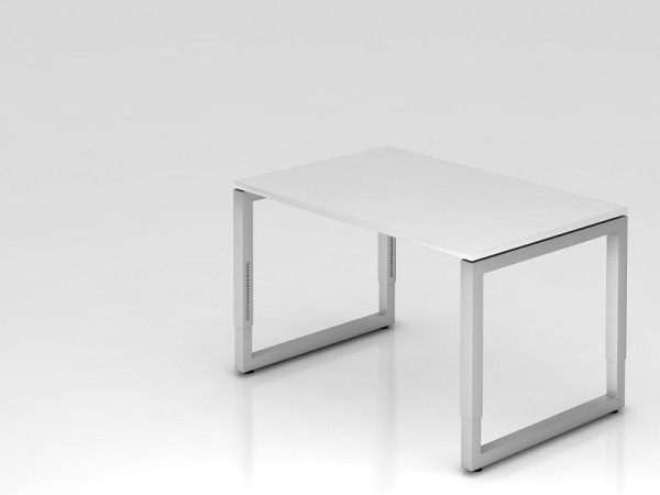 Hammerbacher bureau O-voet vierkant 120x80cm wit, rechthoekige vorm met zwevend tafelblad, VRS12/W/S