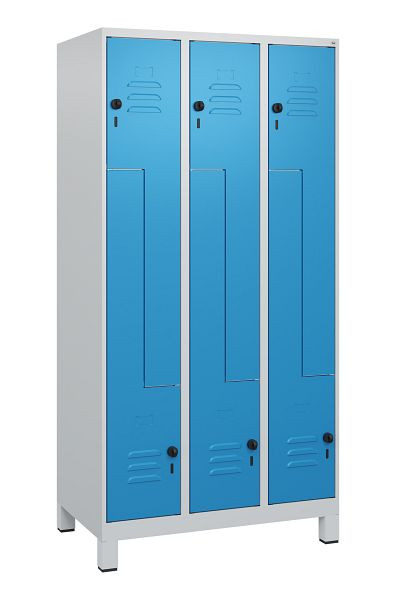 C+P Z-Spind Classic PLUS, Füße, 6 Abteile, 1800x900x500mm, 7035/5012, Drehriegel, 0800137-306 S10004