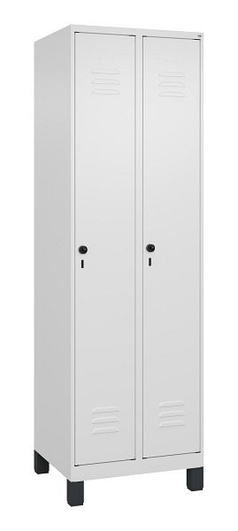 C+P Umkleidespind Classic PLUS, Füße, 2 Abteile, 1950x600x500mm, 9016/9016, Drehriegel, 080010-20 S10013