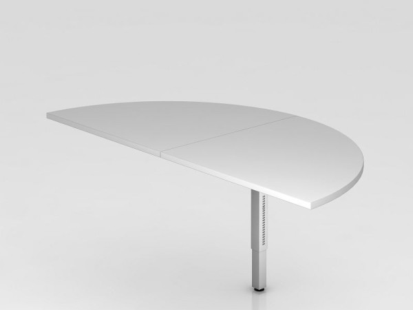 Hammerbacher aanschuiftafel 2x kwartcirkel/zilver steunpoten vierkant grijs/zilver, halve cirkel voor bevestiging aan een bureau, VRA160/5/S