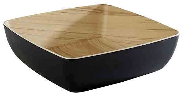 APS schaal -FRIDA-, 25 x 25 cm, hoogte: 7,5 cm, melamine, binnenkant: houtlook, buitenkant: zwart, 84562