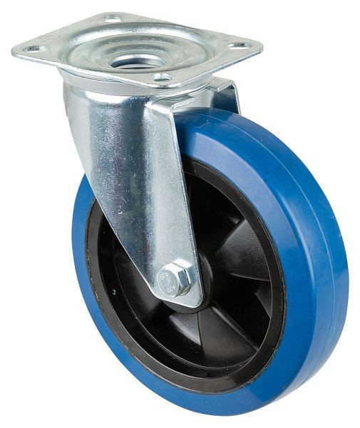 BS rollen transportrol, wielbreedte 50 mm, wiel-Ø 200 mm, draagvermogen 300 kg, blauwe elastische banden, kunststof wiellichaam, kogellagers, L400.B62.201