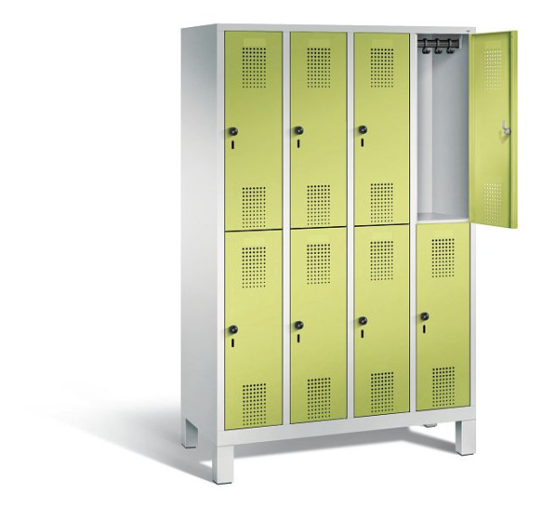 C+P locker, dubbellaags Evolo, H1850xW1190xD500mm, kleur: lichtgrijs / virid groen, 48310-40 S10464