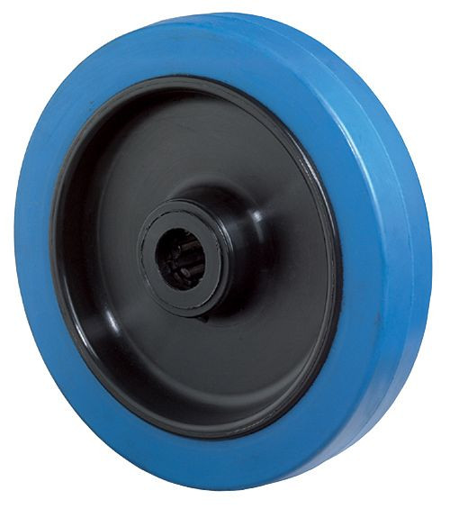 BS Rollen rubberen wiel, wielbreedte 45 mm, wiel-Ø 125 mm, draagvermogen 140 kg, blauwe elastische banden, kunststof wiellichaam, rollager, VE = 4 stuks, B61.125