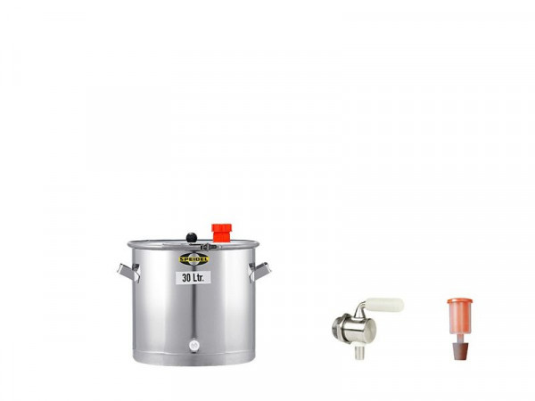 Speidel fermentatie- en voorraadvat set UF 30 liter met fermentatie- en voorraadvat gemaakt van roestvrij staal (15 tot 120 liter), roestvrijstalen aftapkraan, fermentatie stop en stop, 47121