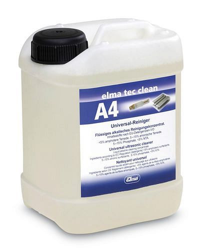 DENIOS reinigingsmiddel elma tec clean A4 voor U liter ultrasoon apparaat, alkalisch, VE: 10 liter, 179-236