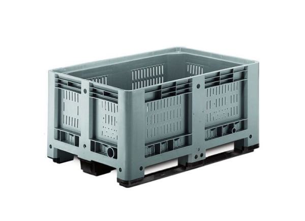 ALPHA palletbox 1200x800x600mm geperforeerd met 3 lopers, 2569