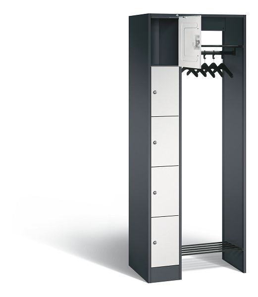C+P open kledingkast serie 8070, H1950xW740xD480mm, kleur: zwartgrijs / lichtgrijs, 80700-00 S10039