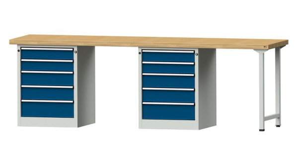 ANKE werkbanken combinatie werkbank, model 915 V, 2800 x 700 x 900 mm, RAL 7035/5010, BMP 50 mm, 415.131