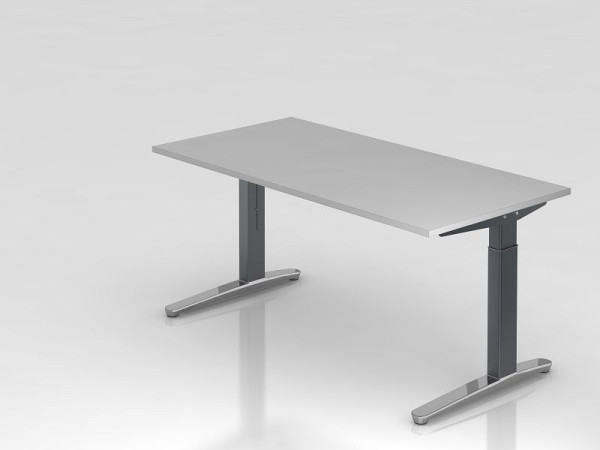 Hammerbacher bureau C-poot 160x80cm grijs/grafiet (gepolijst), rechthoekige vorm, VXB16/5/GC