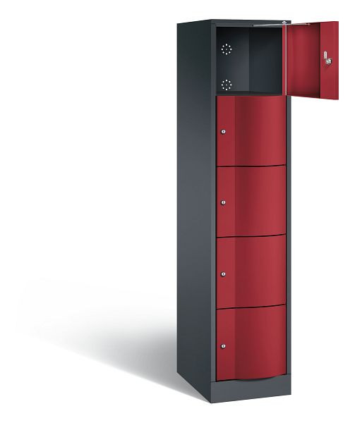 C+P lockerkast Resisto, H1950xB396xD540mm, kleur: zwartgrijs/robijnrood, 8570-172 S10132