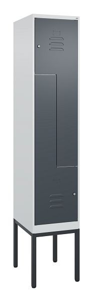 C+P Z-Spind Classic PLUS, Gestell, 2 Abteile, 2120x400x500mm, 7035/7016, Zylinderschlösser, 0800337-122 S10023