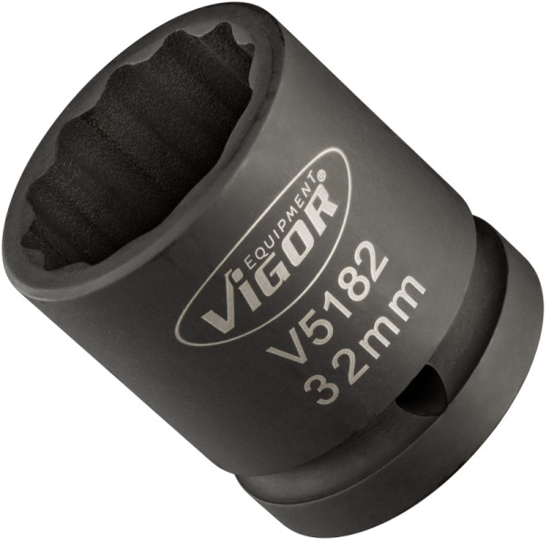 VIGOR slagmoersleuteldop, hol vierkant 20 mm (3/4 inch), extern dubbel zeskantprofiel, 32 mm, V5182