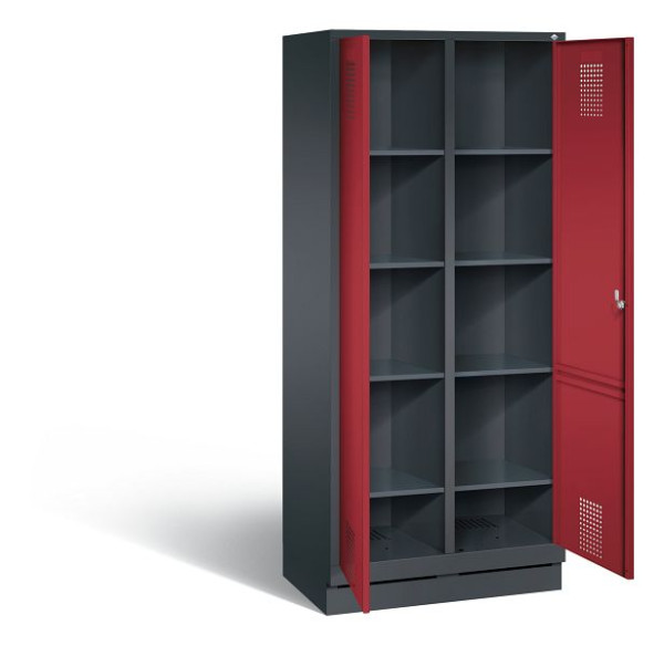 C+P washok Evolo, H1800xW810xD500mm, kleur: zwart-grijs/robijnrood, 48022-22B S10037