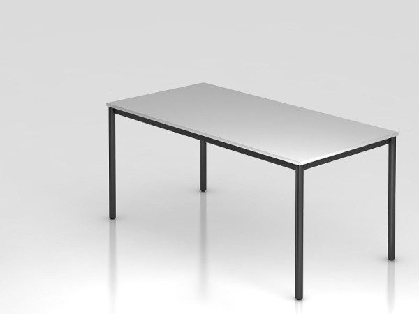 Hammerbacher vergadertafel rond onderstel 160x80 grijs/zwart, rechthoekige vorm, VDR16/5/D