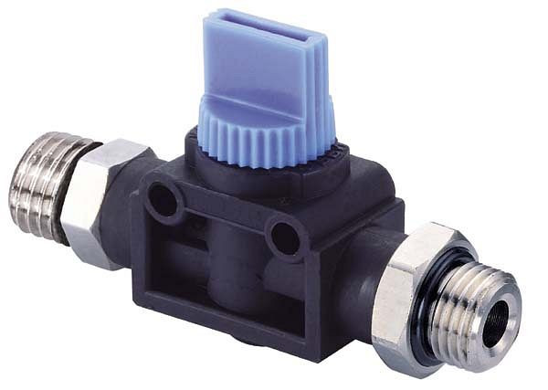 timmer B-HVE-3/8-1/4-KU, 3/2-weg handventiel, cilindrisch met inschroefdraad, schroefdraad: 3/8", VE: 5 stuks, 03170143