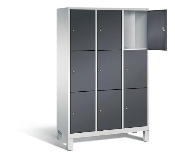 C+P lockerkast Evolo, H1850xB1200xD500mm, kleur: lichtgrijs / zwartgrijs, 48010-323 S10118