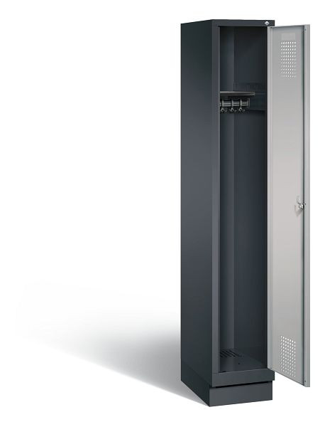 C+P Evolo garderobe, H1800xB320xD500mm, kleur: zwart-grijs/wit aluminium, 48020-10 S10009