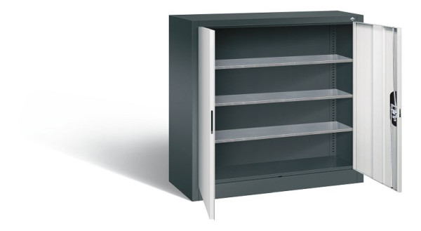 C+P tijdschriftenkast serie 13, H1000xB1000xD420mm, kleur: antracietgrijs/lichtgrijs, verzonken handgreep, 133944-21 S10032