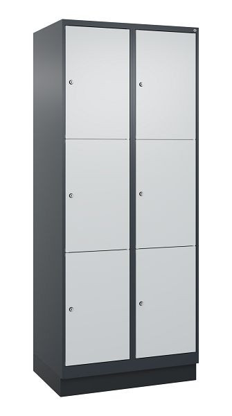 C+P lockerkast Classic PLUS, onderstel, 2 vakken met elk 3 vakken, 1950x800x500mm, 7016/7035, 080020-223 S10016