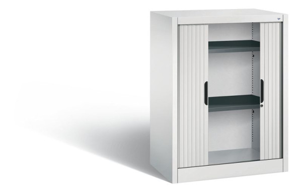 C+P dressoir met rolluik Omnispace, H1030xB800xD420mm, kleur: lichtgrijs, verzonken greep, 2 niveaus, 3241-00 S10060