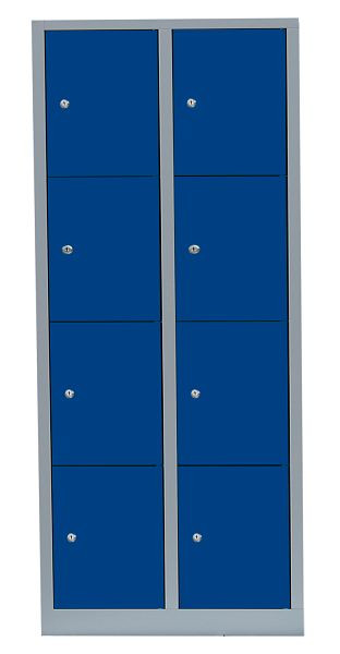 Lüllmann stalen compartimentenkast, 1800 x 800 x 500 mm, lichtgrijs/gentiaanblauw, 523421