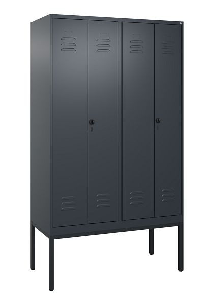 C+P Umkleidespind Classic PLUS, Doppel-Spind, Gestell, 4 Abteile, 2120x1200x500mm, 7016/7016, Drehriegel, 0800327-40P S10012