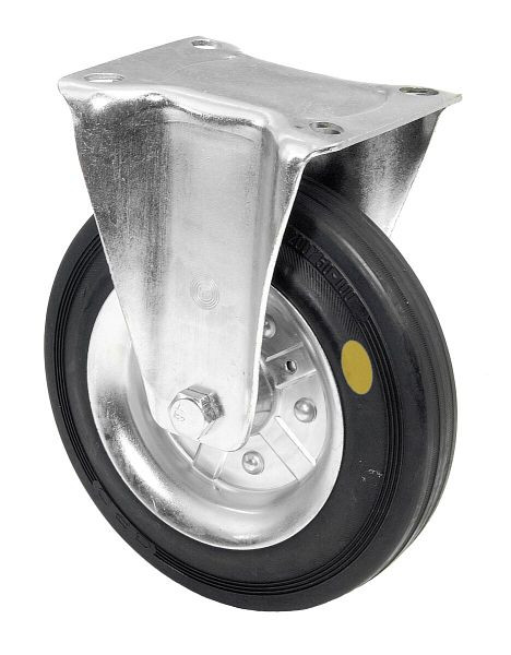 BS rollen transportrol, vaste rol, breedte 50 mm, Ø200 mm, tot 205 kg, zwart antistatisch rubber, wiellichaam stalen velg, rollager, plaat, L410.B58.200