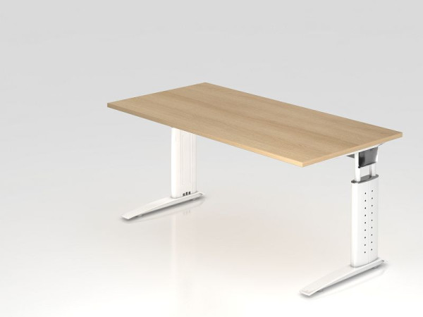 Hammerbacher bureau C-poot 160x80cm eiken/wit, werkhoogte 68-86 cm verstelbaar, VUS16/E/W