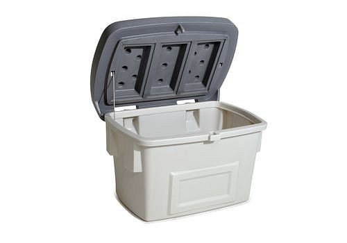DENIOS universele container type UB 100, gemaakt van kunststof (PE), 200 liter inhoud, grijs deksel, 248-498