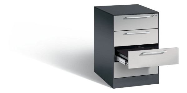 C+P archiefkast Asisto, H710xB440xD600mm, kleur: zwart grijs/wit aluminium, beugelgreep, 146275-422 S10018