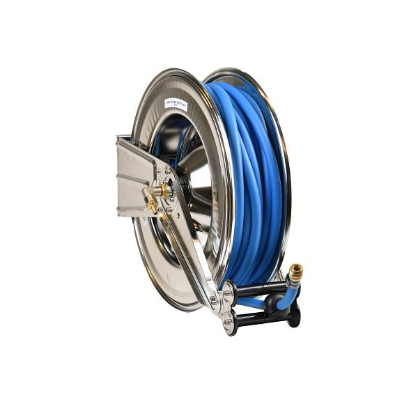 Ebinger slanghaspel OSM 510, max. 17bar, 25m - 12.5mm ID PVC persluchtslang, behuizing: RVS, 1.514.103