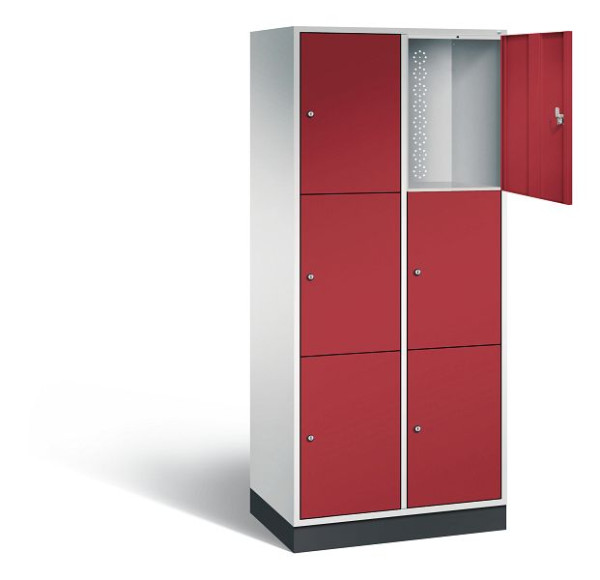 C+P XL lockerkast Intro, H1950xW820xD490mm, kleur: lichtgrijs/robijnrood, 8370-202 S10007