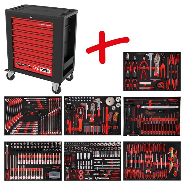 KS Tools PERFORMANCEplus werkplaatswagenset P15, met 397 gereedschappen en 7 laden, 815.7397