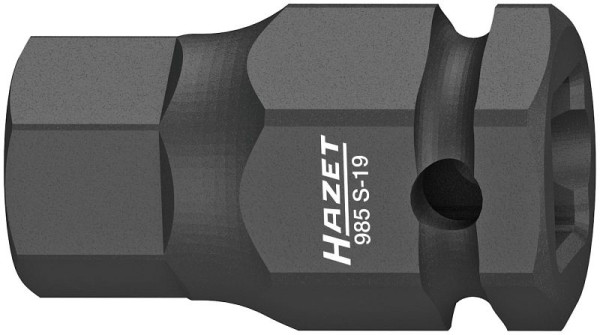 Hazet slagmachine schroevendraaierdop, hol vierkant 12,5 mm, binnenzeskant profiel, 19 mm, korte versie, 985S-19