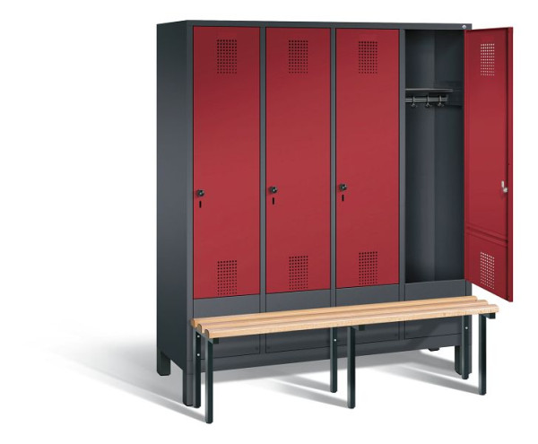 C+P Evolo kleerkast, H1850xW1590xD815mm, kleur: zwart-grijs/robijnrood, 48030-42 S10068