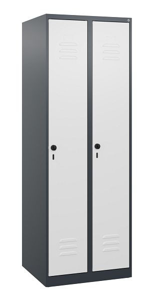 C+P luierkluis Classic PLUS met middenwand, 2 vakken, 1700x600x500mm, 7016/7035, veiligheidsdraaigrendel, 0800007-20F S10011