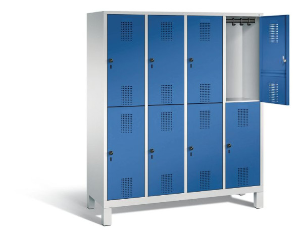 C+P locker dubbeldekker Evolo, H1850xB1590xD500mm, kleur: lichtgrijs / gentiaanblauw, 48310-42 S10042