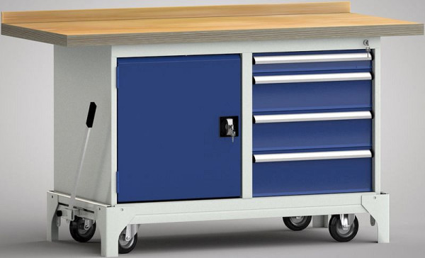 KLW mobiele standaard werkbank - 1500 x 700 x 866 mm L x B x H, WS782N-1500M40-E7041