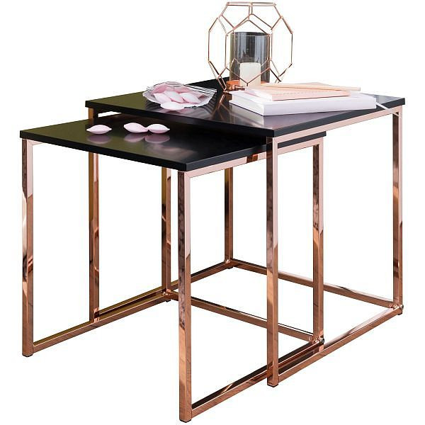 Wohnling nesttafel CALA zwart/koper, MDF/metaal, WL5.788