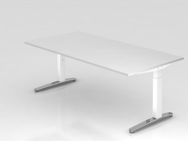 Hammerbacher bureau C-poot 200x100cm wit/wit (gepolijst), rechthoekige vorm, VXB2E/W/WC